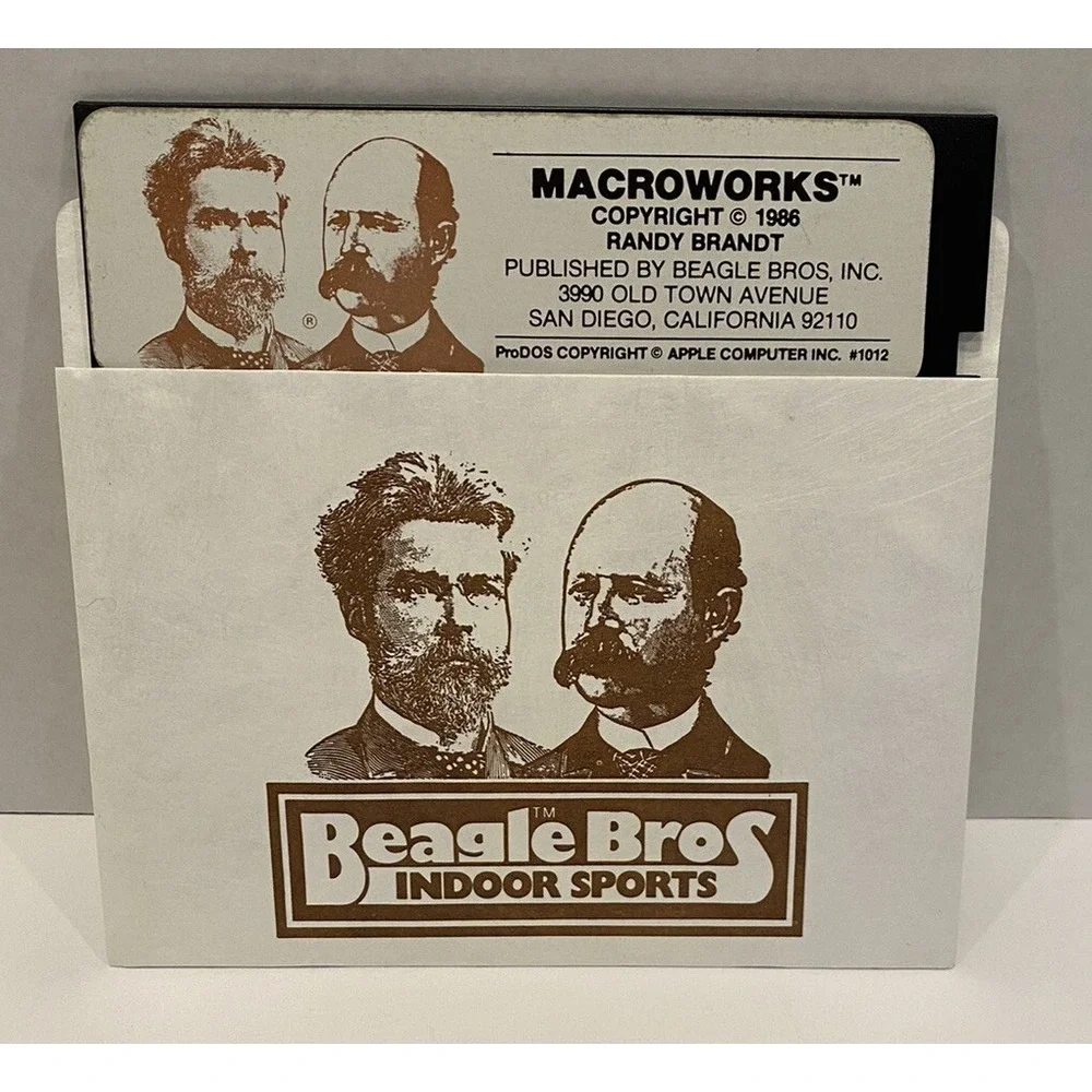 Beagle Bros Macroworks Apple II Randy Brandt ProDOS 1986 Floppy Disk Brothers